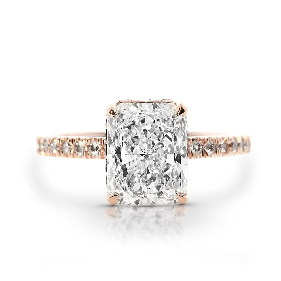 2.60 ct Radiant Cut Diamond Engagement Ring in Rose Gold - BenzDiamonds