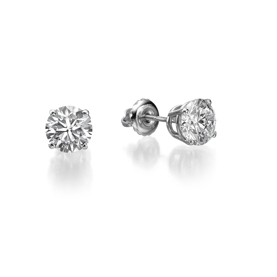 4 Ct Lab Grown Round Brilliant Cut Diamond Stud Earrings - BenzDiamonds