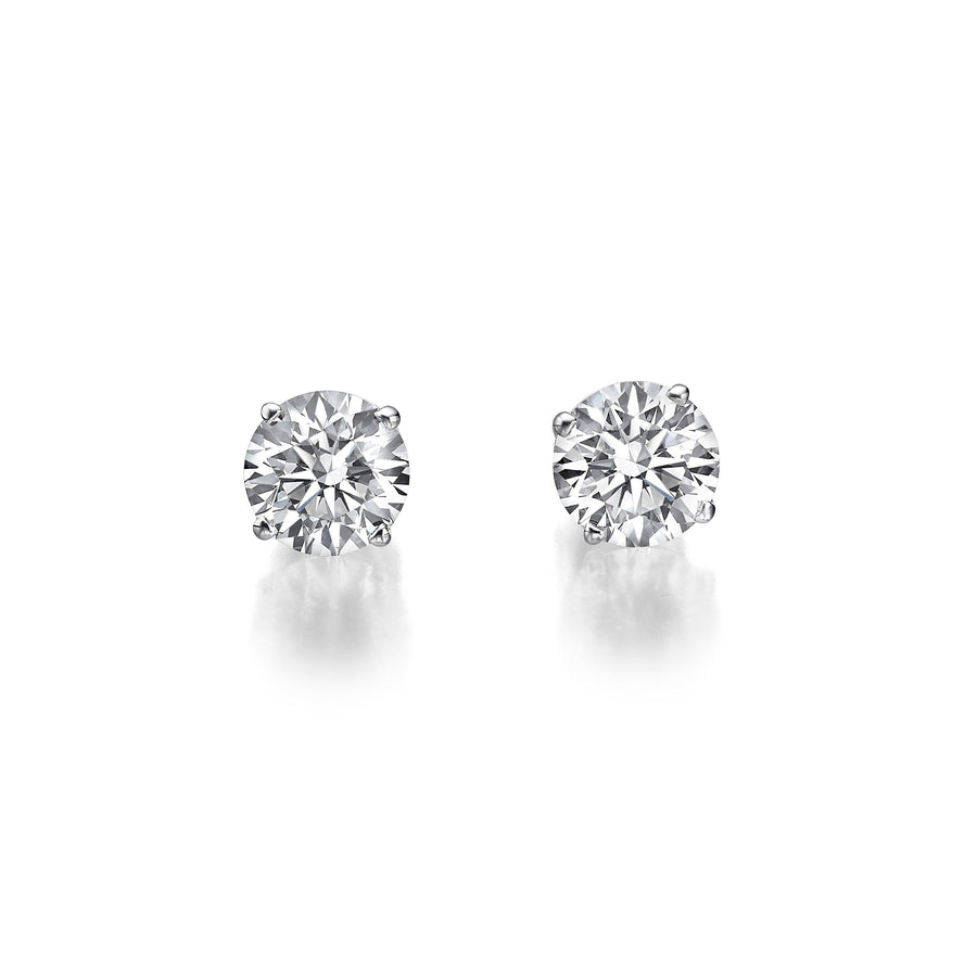 4 Ct Lab Grown Round Brilliant Cut Diamond Stud Earrings - BenzDiamonds