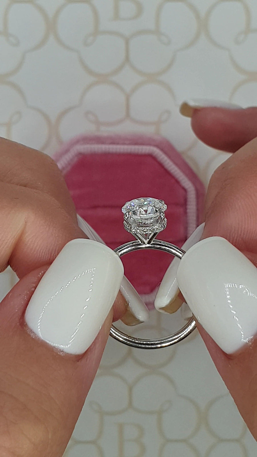 1.70 Carats Round Brilliant Cut Hidden Halo Diamond Engagement Ring - BenzDiamonds