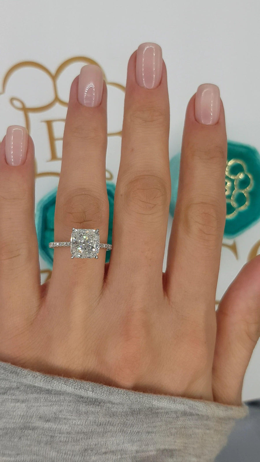 4 Carats Cushion Cut Cathedral Diamond Engagement Ring - BenzDiamonds