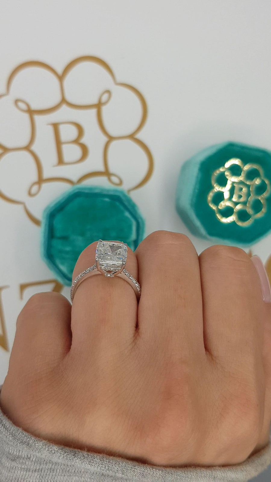 4 Carats Cushion Cut Cathedral Diamond Engagement Ring - BenzDiamonds
