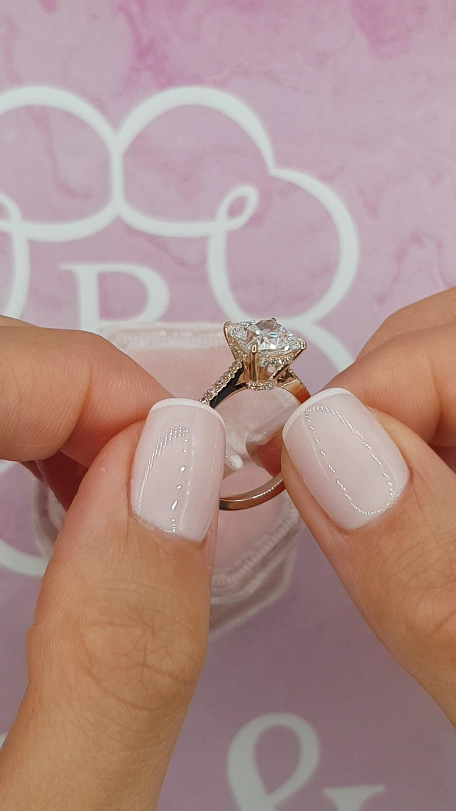 2.80 Carats Cushion Cut Micropave Side Stones Hidden Halo Diamond Engagement Ring - BenzDiamonds
