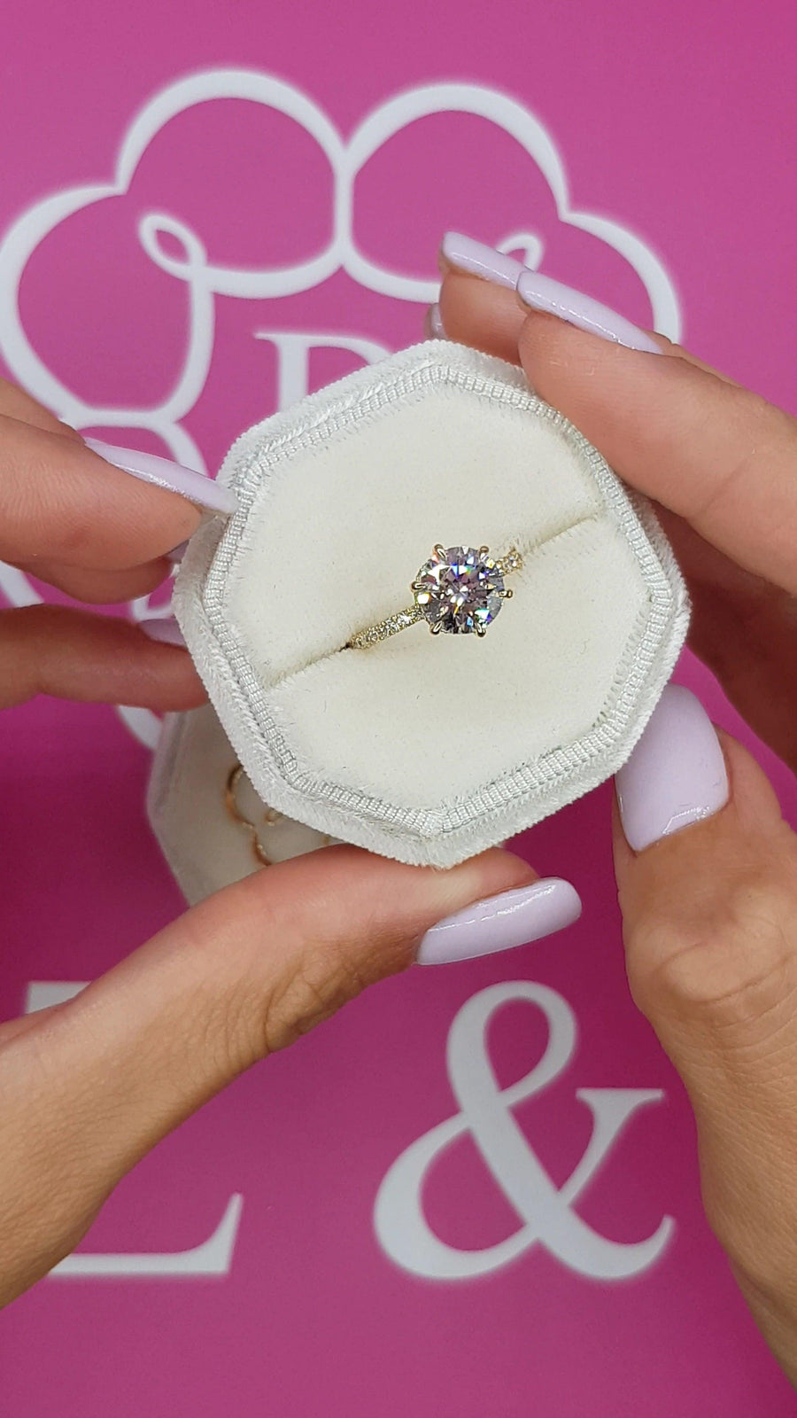 2.57 Carats Round Brilliant Cut Micropave Side Stones Hidden Halo Diamond Engagement Ring - BenzDiamonds