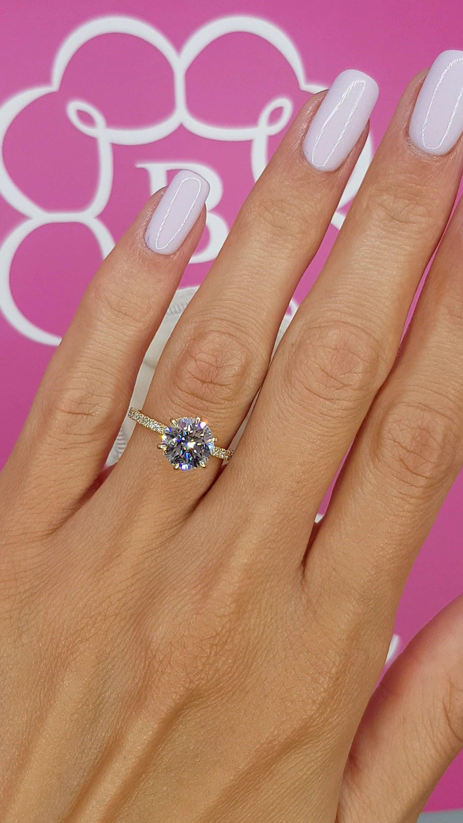 2.57 Carats Round Brilliant Cut Micropave Side Stones Hidden Halo Diamond Engagement Ring - BenzDiamonds