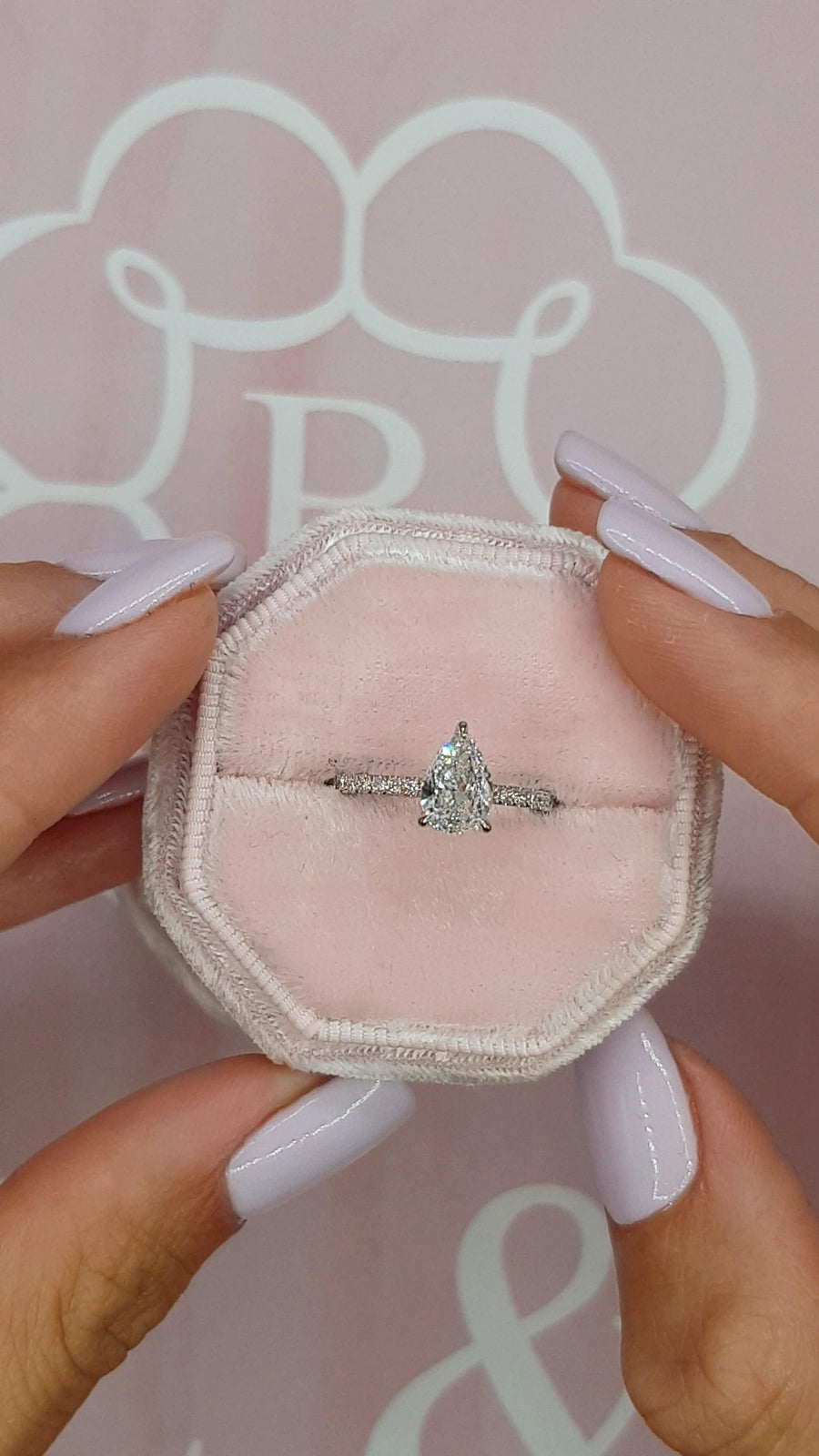 1.50 Carats Pear Shape Side Stones Hidden Halo Diamond Engagement Ring - BenzDiamonds