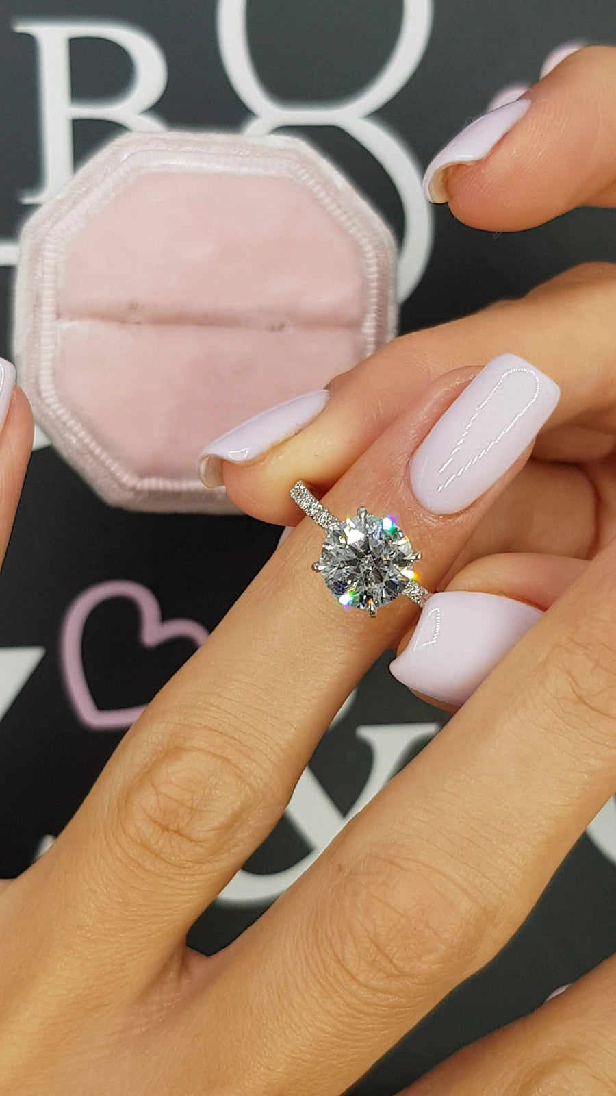 3 Carats Round Brilliant Cut Micropave Side Stones Hidden Halo Diamond Engagement Ring - BenzDiamonds