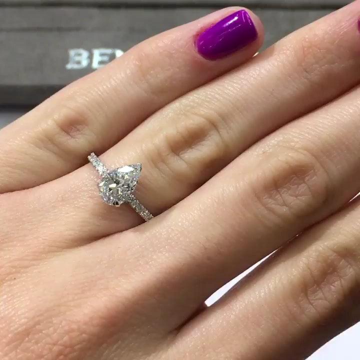 1.52 ct Pear Shaped Diamond Engagement Ring - BenzDiamonds