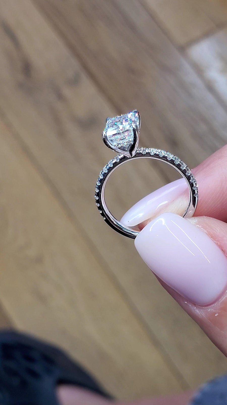 2.02 Carats Radiant Cut Micropaved Side Stones Hidden Halo Diamond Engagement Ring - BenzDiamonds
