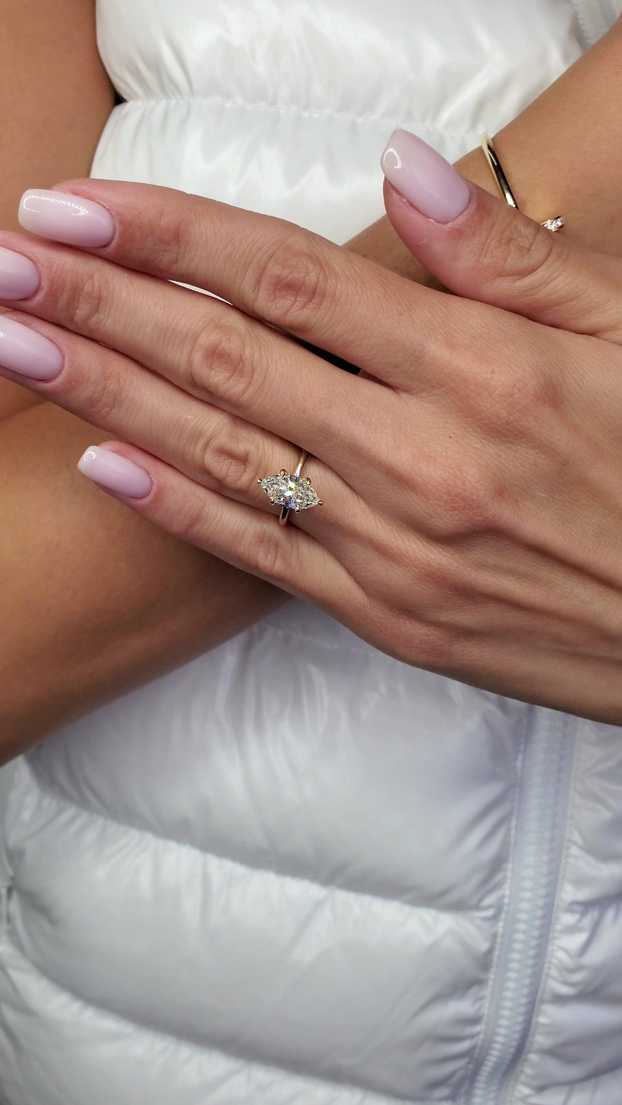 2.17 Carats Marquise Cut Solitaire Hidden Halo Diamond Engagement Ring - BenzDiamonds