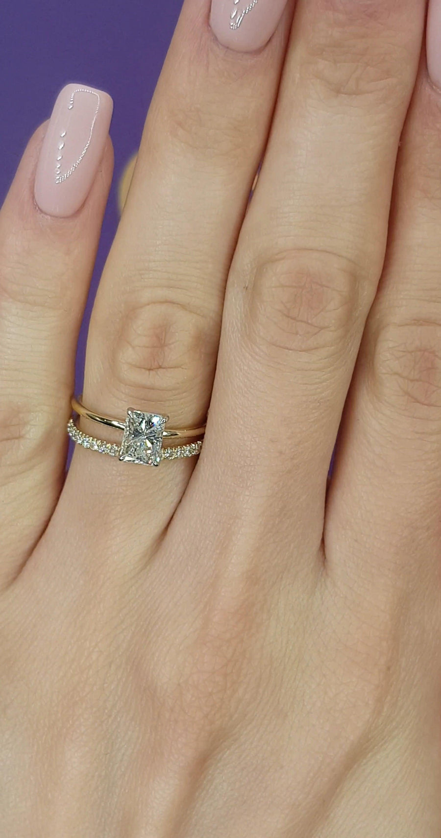 0.80 Carat Radiant Cut Two Tone Diamond Engagement Ring - BenzDiamonds