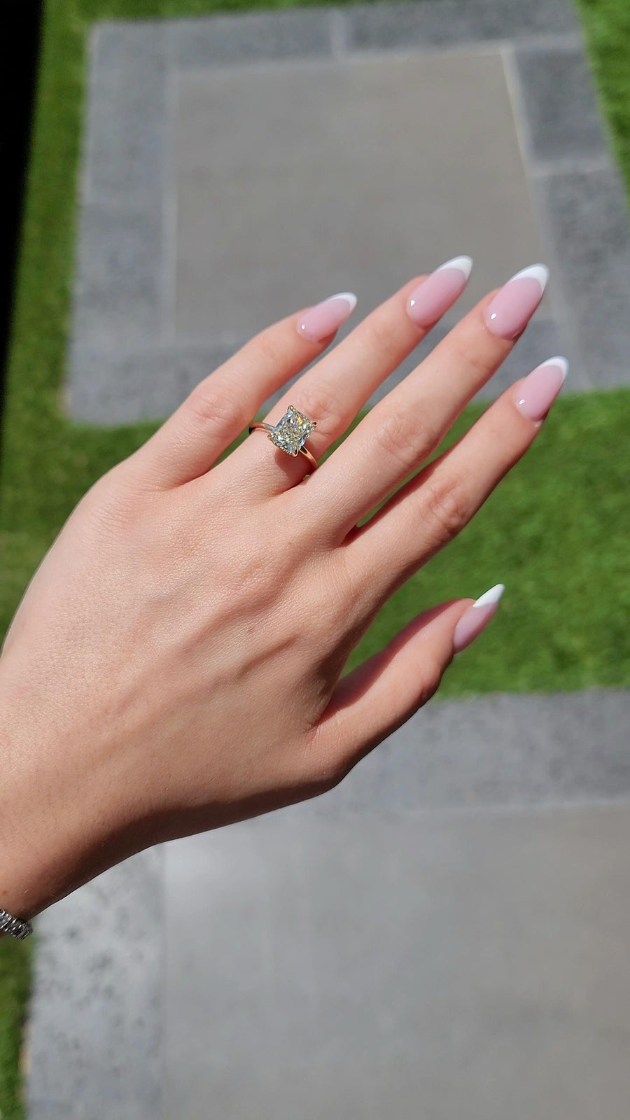 3.20 Carats Radiant Cut Solitaire Hidden Halo Diamond Engagement Ring - BenzDiamonds