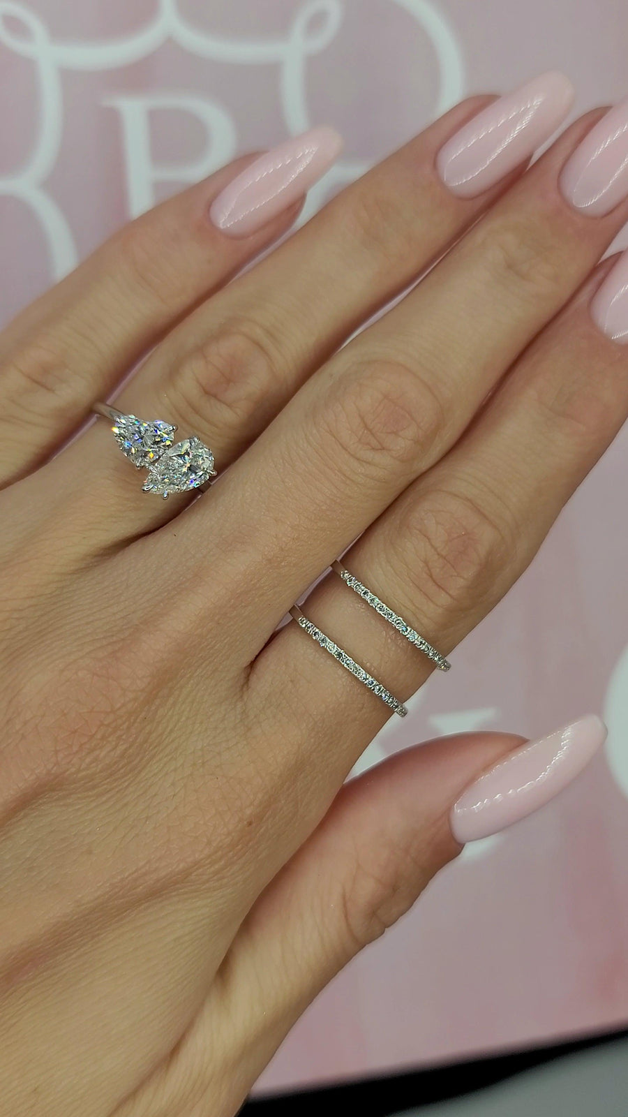 2 Carats Toi Et Moi Heart and Pear Shape Diamond Engagement Ring - BenzDiamonds