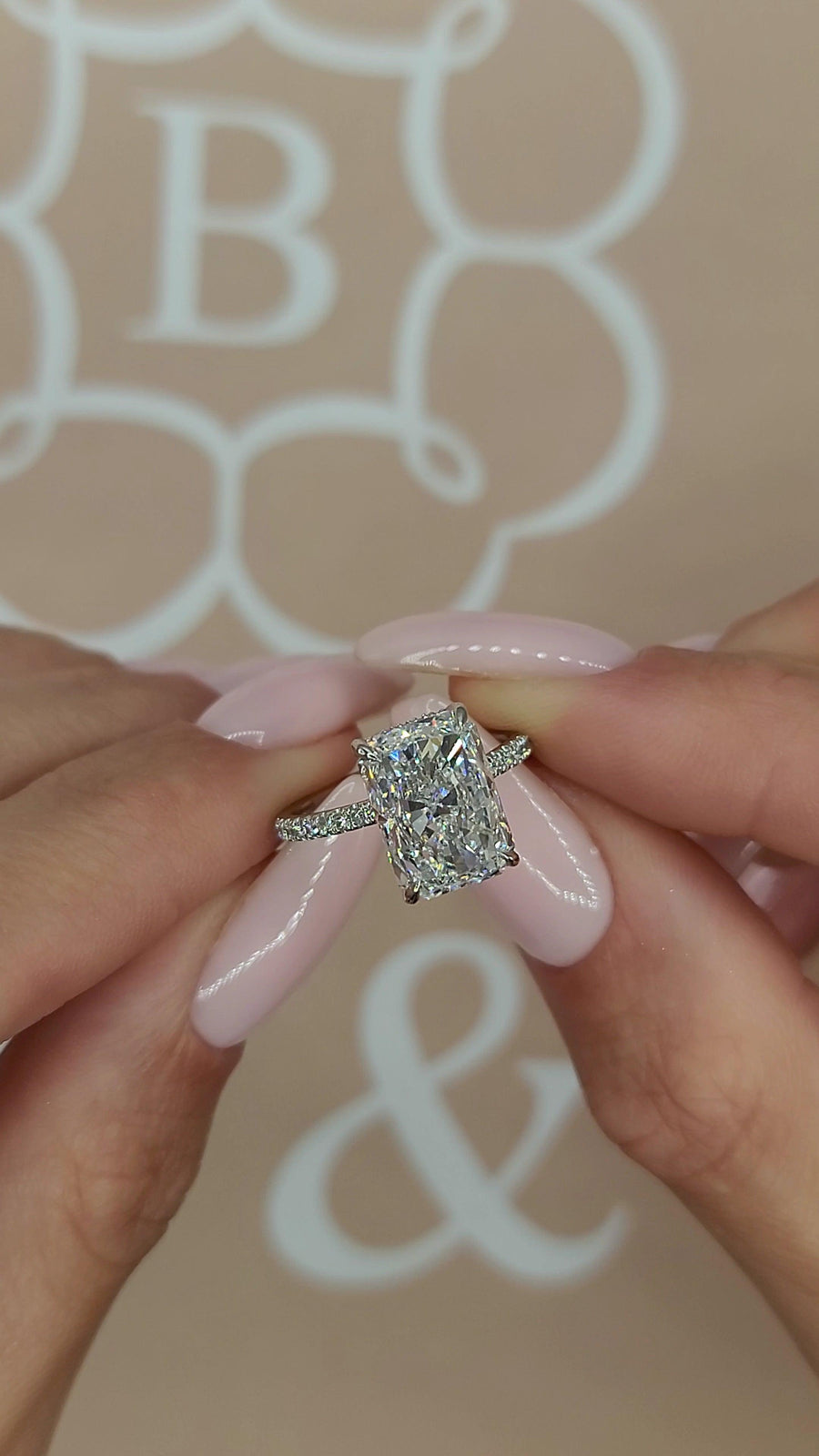 5.54 Carats Lab Grown Radiant Cut Micropaved Side Stones Hidden Halo Diamond Engagement Ring - BenzDiamonds
