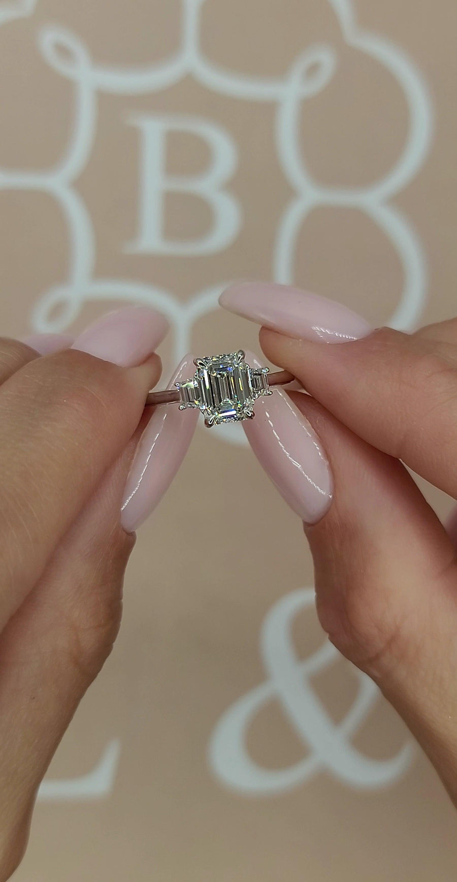 1.89 Carats Lab Grown Emerald Cut with Trapezoid Side Stones Diamond Engagement Ring - BenzDiamonds