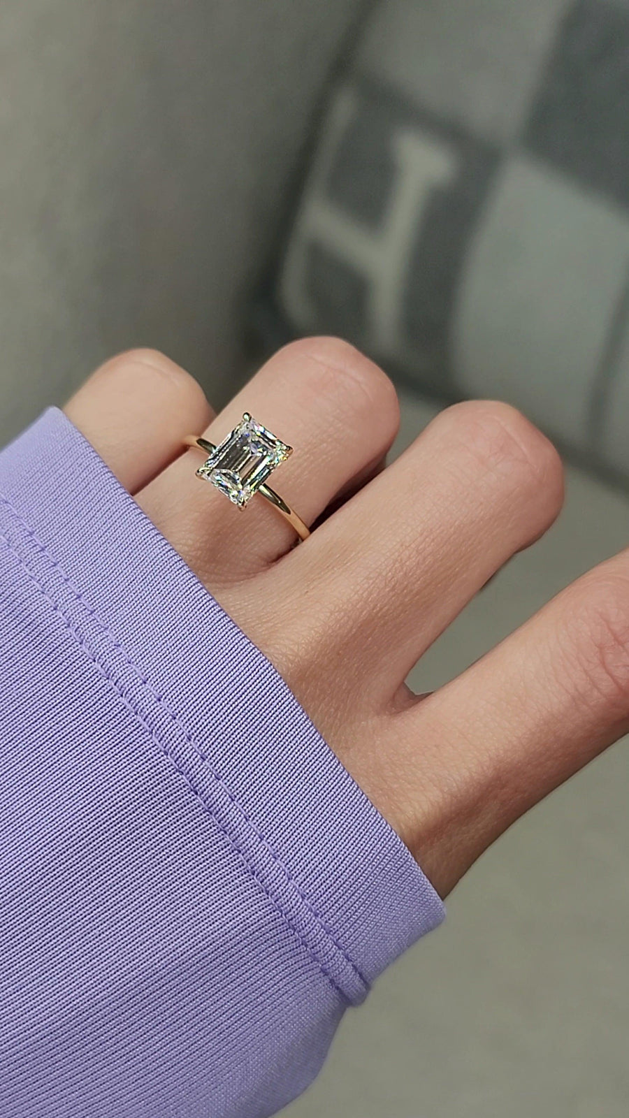 2.50 Carats Lab Grown Emerald Cut Solitaire Diamond Engagement Ring - BenzDiamonds