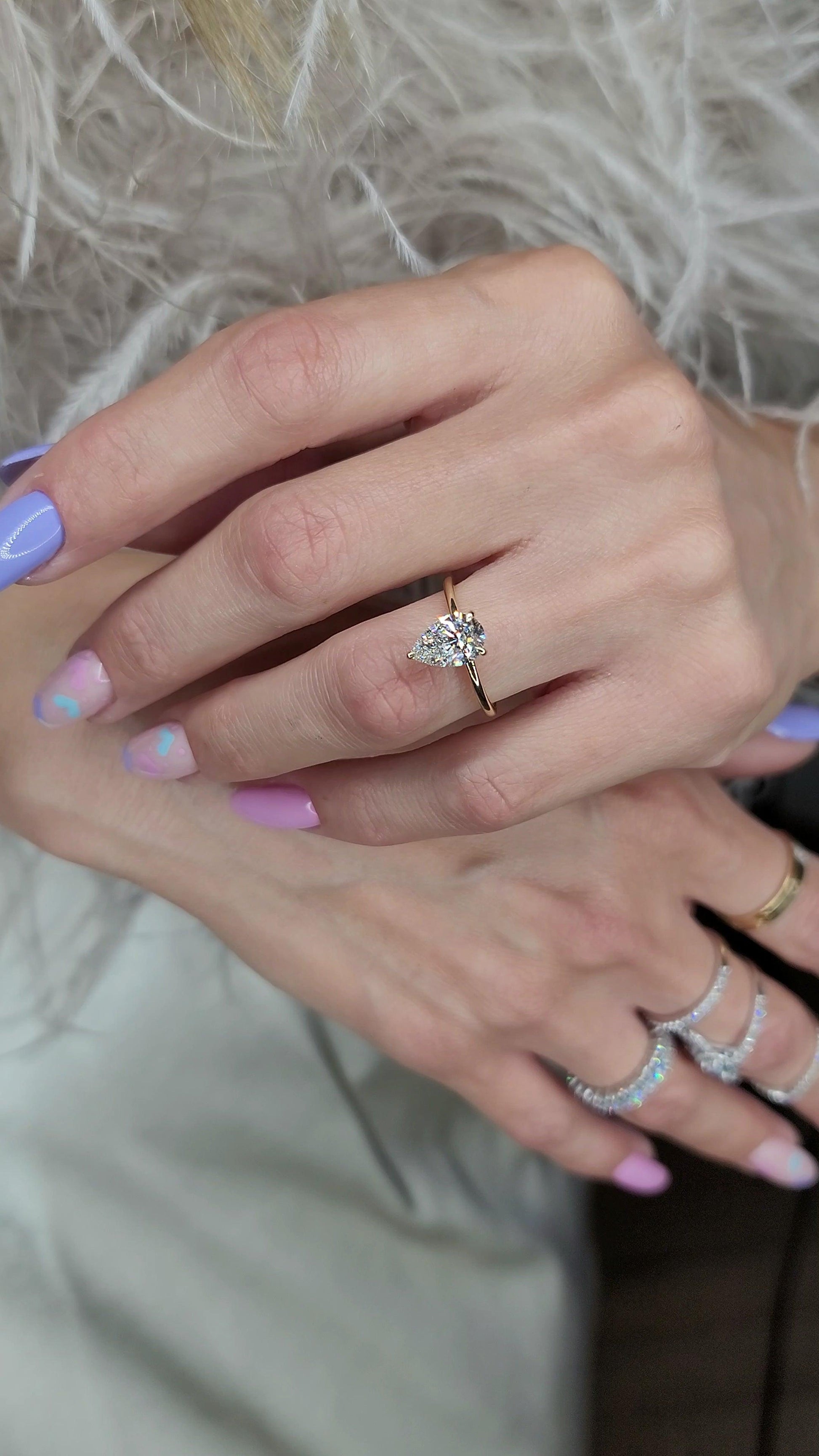 2 Carat Lab Grown Pear Shape Solitaire Diamond Engagement Ring - BenzDiamonds