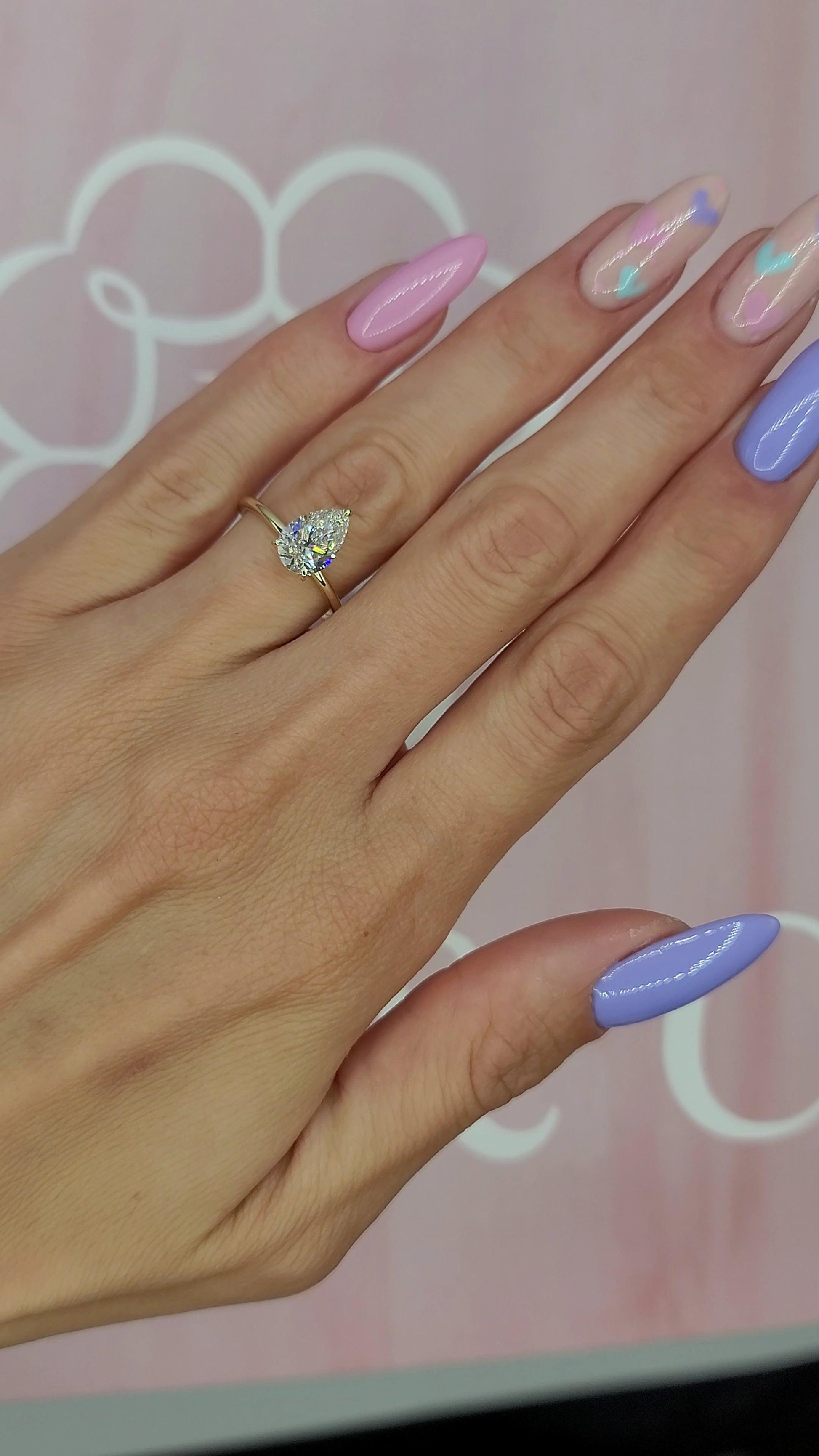 2 Carat Lab Grown Pear Shape Solitaire Diamond Engagement Ring - BenzDiamonds