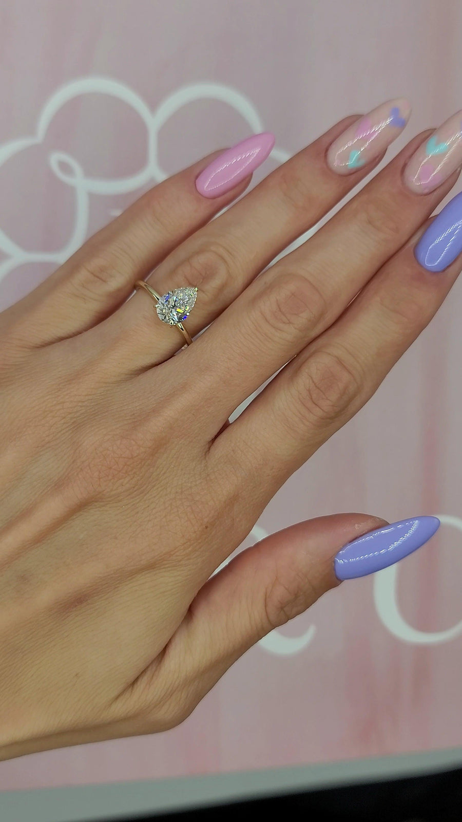 2 Carat Lab Grown Pear Shape Solitaire Diamond Engagement Ring - BenzDiamonds
