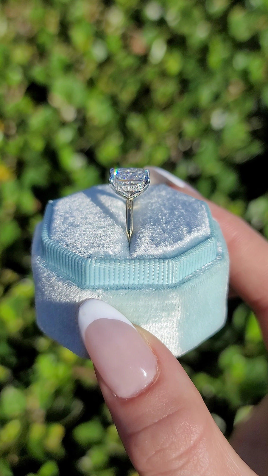 2.72 Carats Lab Grown Radiant Cut Two Tone Solitaire Hidden Halo Diamond Engagement Ring - BenzDiamonds