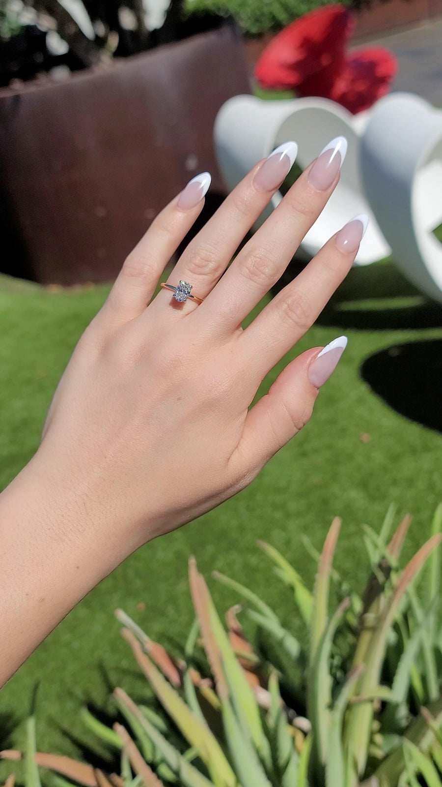 1.15 Carats Lab Grown Oval Cut Two Tone Solitaire Hidden Halo Diamond Engagement Ring - BenzDiamonds