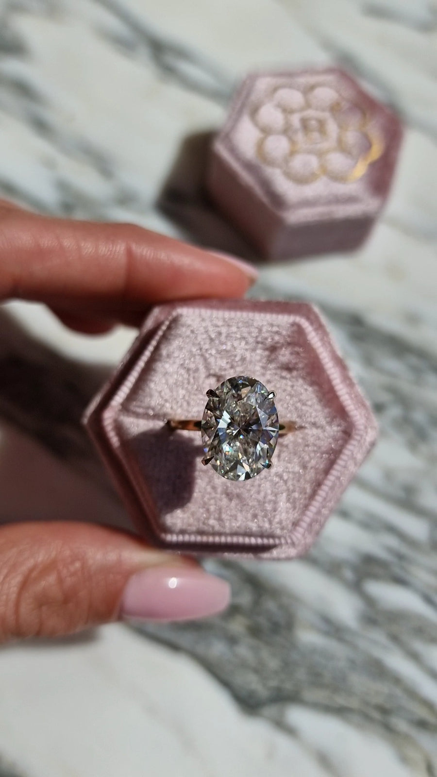 7.22 Carats Lab Grown Oval Cut Two Tone Solitaire Hidden Halo Diamond Engagement Ring