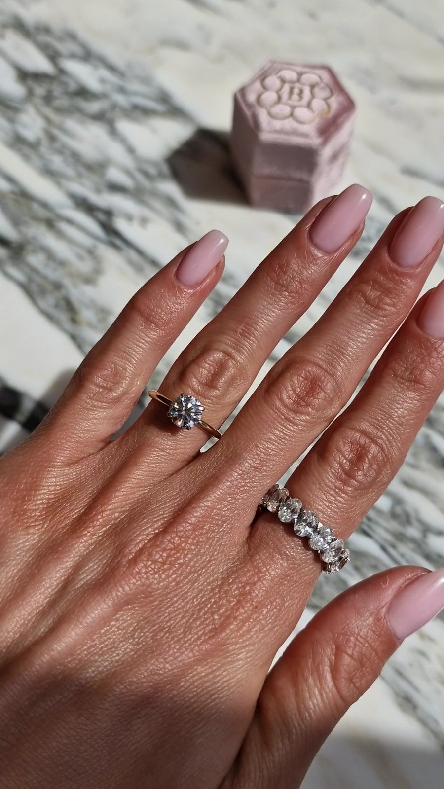 1.35 Carats Lab Grown Round Brilliant Cut Two Tone Solitaire Hidden Halo Diamond Engagement Ring