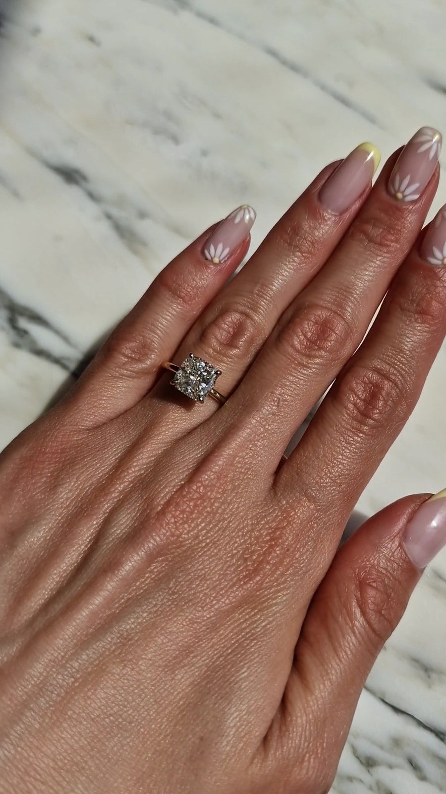 3.17 Carats Cushion Cut Solitaire Hidden Halo Diamond Engagement Ring