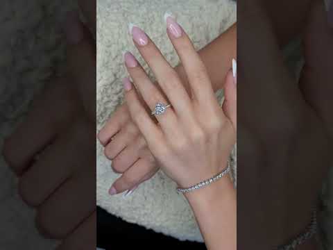 4 Carats Round Brilliant Cut Micropave Side Stones Hidden Halo Diamond Engagement Ring