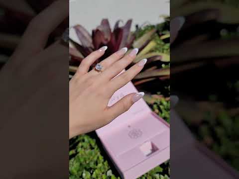 5.20 Carats Lab Grown Cushion Cut Two Tone Solitaire Hidden Halo Diamond Engagement Ring
