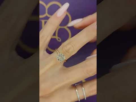3.20 Carats Lab Grown Cushion Cut Solitaire Hidden Halo Diamond Engagement Ring