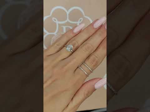 1.80 Carats Lab Grown Oval Cut Solitaire Hidden Halo Diamond Engagement Ring