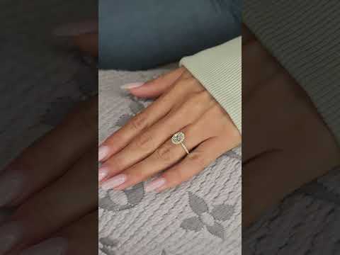2.15 Carats Lab Grown Oval Cut Micropave Halo Side Stones Diamond Engagement Ring
