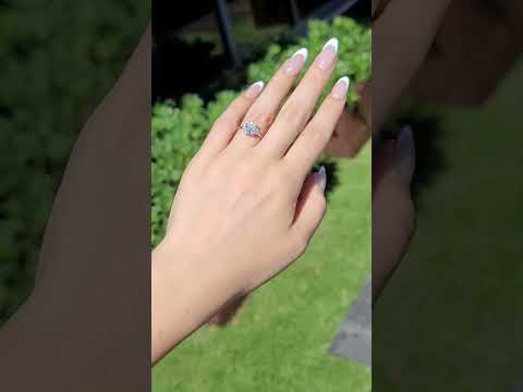 2.50 Carats Lab Grown Elongated Cushion Cut with Heart Shaped Side Stones Diamond Engagement Ring