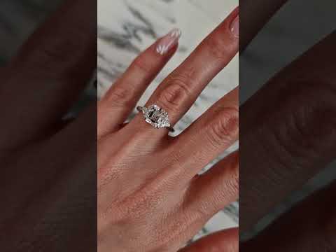3.01 Carats Asscher Cut with Trillions Side Stones Diamond Engagement Ring