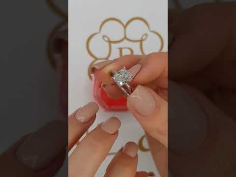 2.15 Carat Cushion Cut Hidden Halo Diamond Engagement Ring