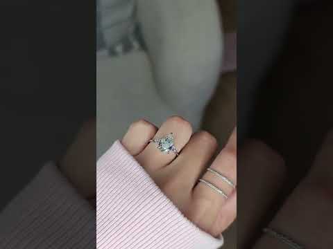 2.80 Carats Lab Grown Pear Shape with Pear Shape Side Stones Diamond Engagement Ring