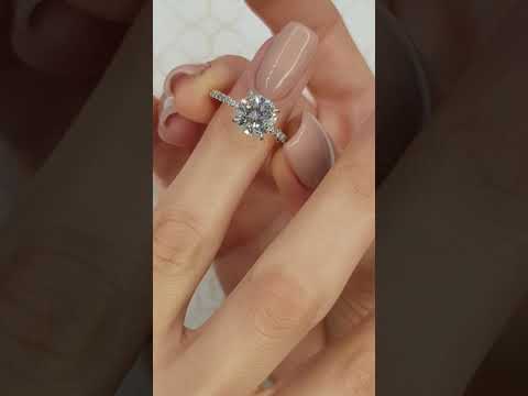 2.50 Carats Round Brilliant Cut Micropave Side Stones Hidden Halo Diamond Engagement Ring