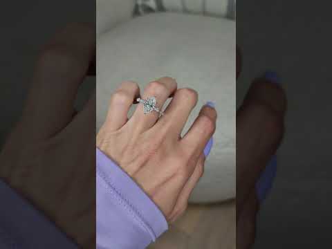 2.93 Carats Lab Grown Marquise Cut with Marquise Side Stones Hidden Halo Diamond Engagement Ring