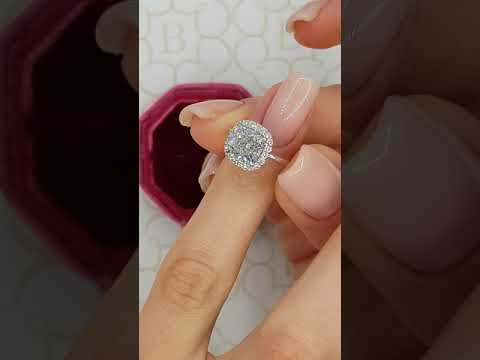 2.20 Carats Cushion Cut Halo Diamond Engagement Ring