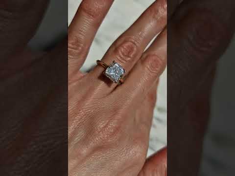 3.17 Carats Cushion Cut Solitaire Hidden Halo Diamond Engagement Ring