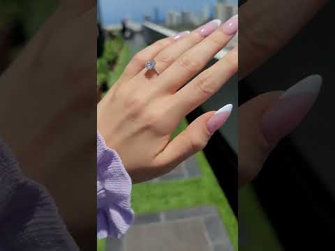 2.06 Carats Oval Cut Micropave Side Stones Hidden Halo Diamond Engagement Ring