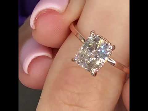 1.62 Carats Elongated Cushion Hidden Halo Diamond Engagement Ring