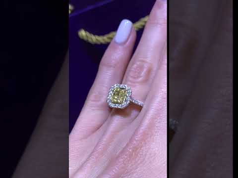 1.37 ct Fancy Yellow Radiant Cut Diamond Engagement Ring
