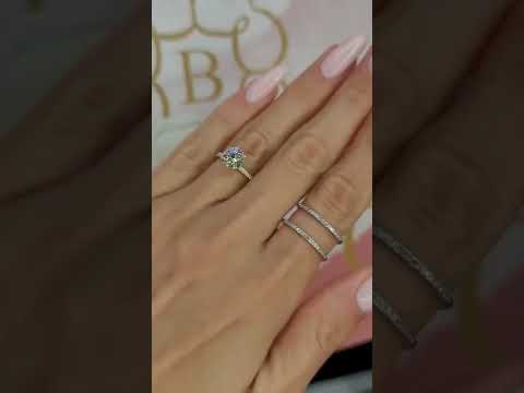 2 Carats Lab Grown Round Brilliant Cut Micropave Side Stones Hidden Halo Diamond Engagement Ring