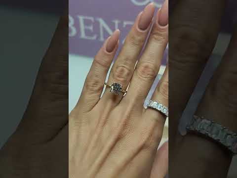 2.71 Carats Lab Grown Round Brilliant Cut Two Tone Solitaire Hidden Halo Diamond Engagement Ring