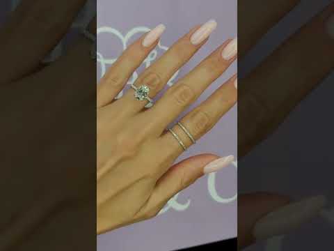 3 Carats Lab Grown Oval Cut Micropaved Side Stones Hidden Halo Diamond Engagement Ring