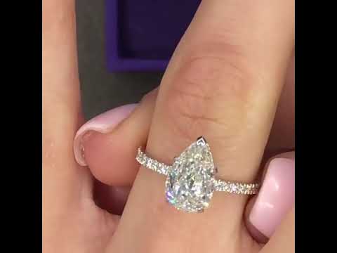2.65 Carats Pear Shape Side Stones Majestic Hidden Halo Diamond Engagement Ring