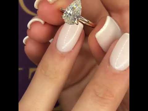 2.15 Carats Pear Shape Hidden Halo Diamond Engagement Ring