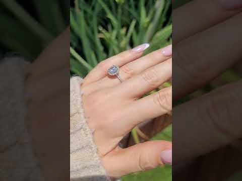 2 Carats Lab Grown Round Brilliant Cut Micropaved Halo Side Stones Diamond Engagement Ring
